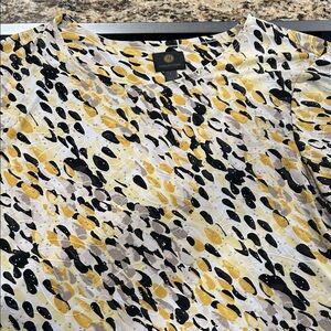 JM Collection Women's Blouse with Yellow and Black Pattern